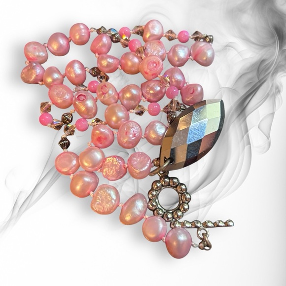 Hand Crafted Necklace Pearls Pink Cultured Authentic Hand-Knotted Silk - Picture 7 of 7